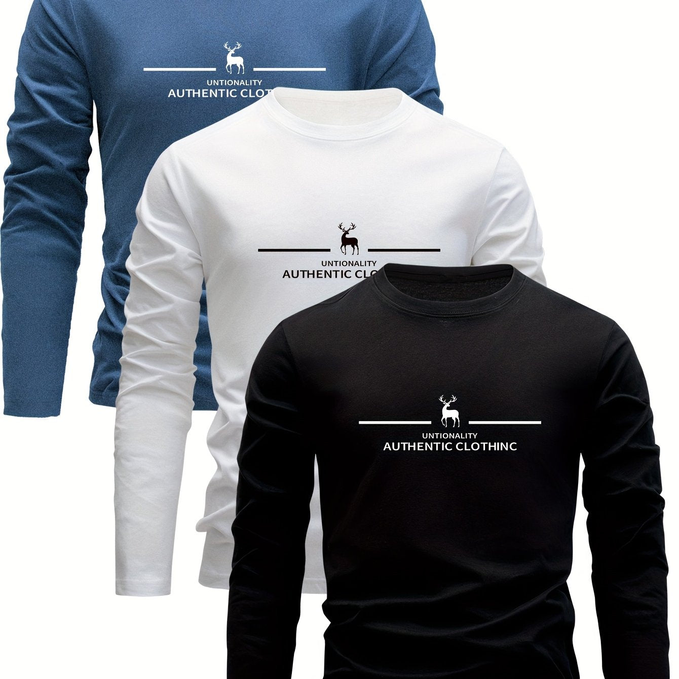 3 Pezzi Magliette 100% Cotone, Collo Tondo Design Casual con Leggera Elasticità Manica Lunga, Sportswear Puro in Jersey per Donna, 100% Personalizzabile Abbigliamento da Relax Outfit Quotidiano Semplice Classico Traspirante Morbido Modellato Multipack Pal