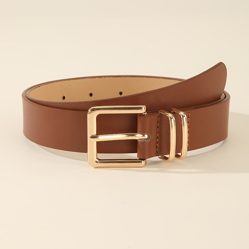 3 pezzi di cinture da donna con fibbie a quadrato dorato - Nero, Beige, Marrone - Accessori versatili per la vita per jeans, pantaloni, abiti - Stile casual e preppy - Regalo perfetto per lei, accessori versatili per la vita | Cintura elegante | Cinture d