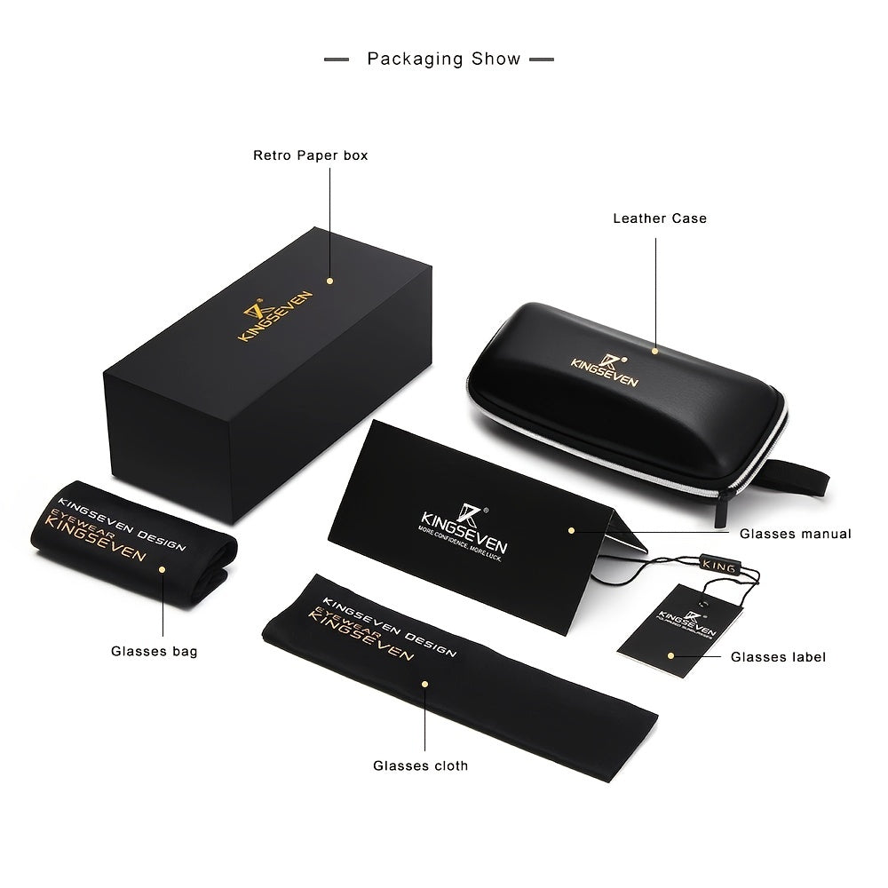 Occhiali in legno di noce nera artigianali KINGSEVEN, con montatura semipolarizzata retro per uomo e donna, stile vintage con custodia, montatura in legno massiccio, lenti in PC, ideali per l'uso quotidiano