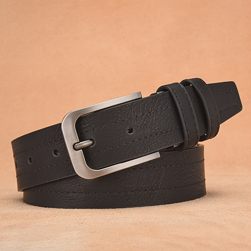 2pz Cinture di Lusso FLAGIA da Uomo - Fibbia Quadrata Regolabile, Perfette per Jeans e Pantaloni Formali, Materiale Elegante in PU, Nero & Marrone Scuro, Ideali per San Valentino o Carnevale