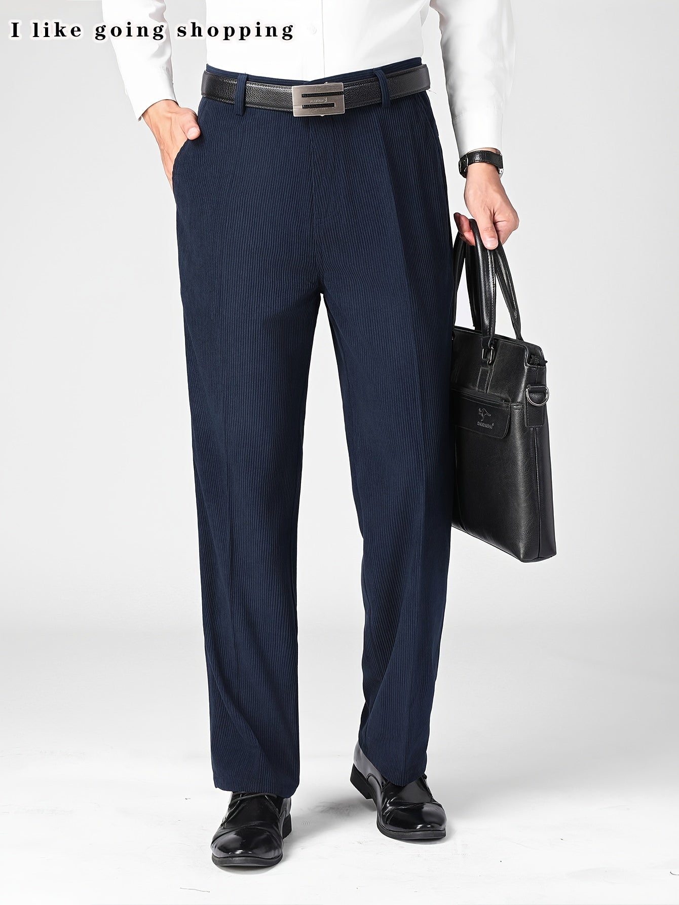 3 pezzi Pantaloni Eleganti da Uomo in Velluto a Coste - Casual Business Leggero, Semi-Formale, Tinta Unita, Vestibilità Regolare, Comfort per Tutte le Stagioni, Marrone, Blu Navy, Perfetti per Ufficio o Abbigliamento Casual, Abbigliamento da Ufficio|Aspet