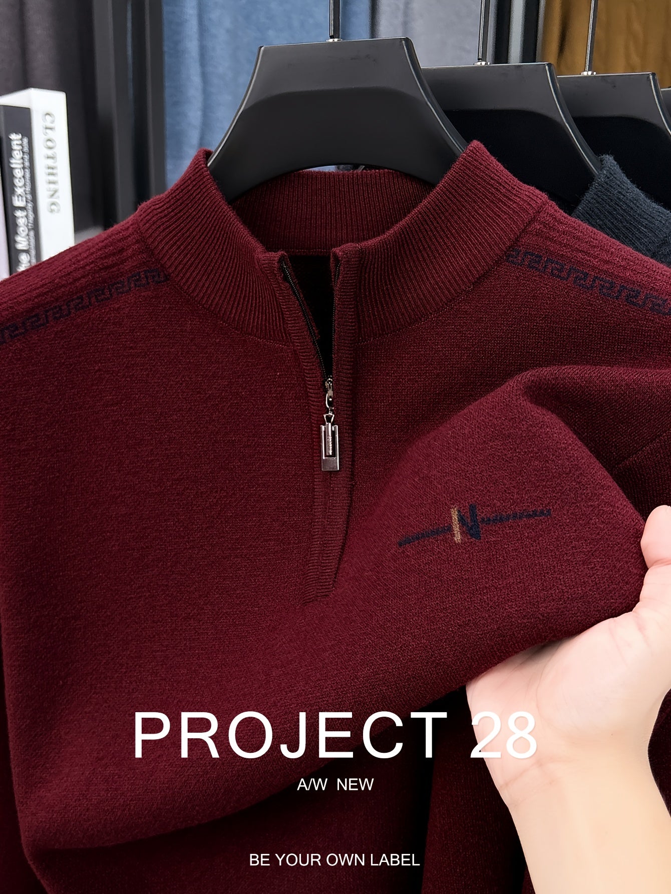 Maglione a metà zip da uomo - Pullover termoisolato con zip frontale, maglione in maglia morbida per ufficio, abbigliamento formale e casual - Maglione invernale in colori scuri (blu/nero/carbonio) - Top di strato traspirante per il tempo freddo, abbiglia