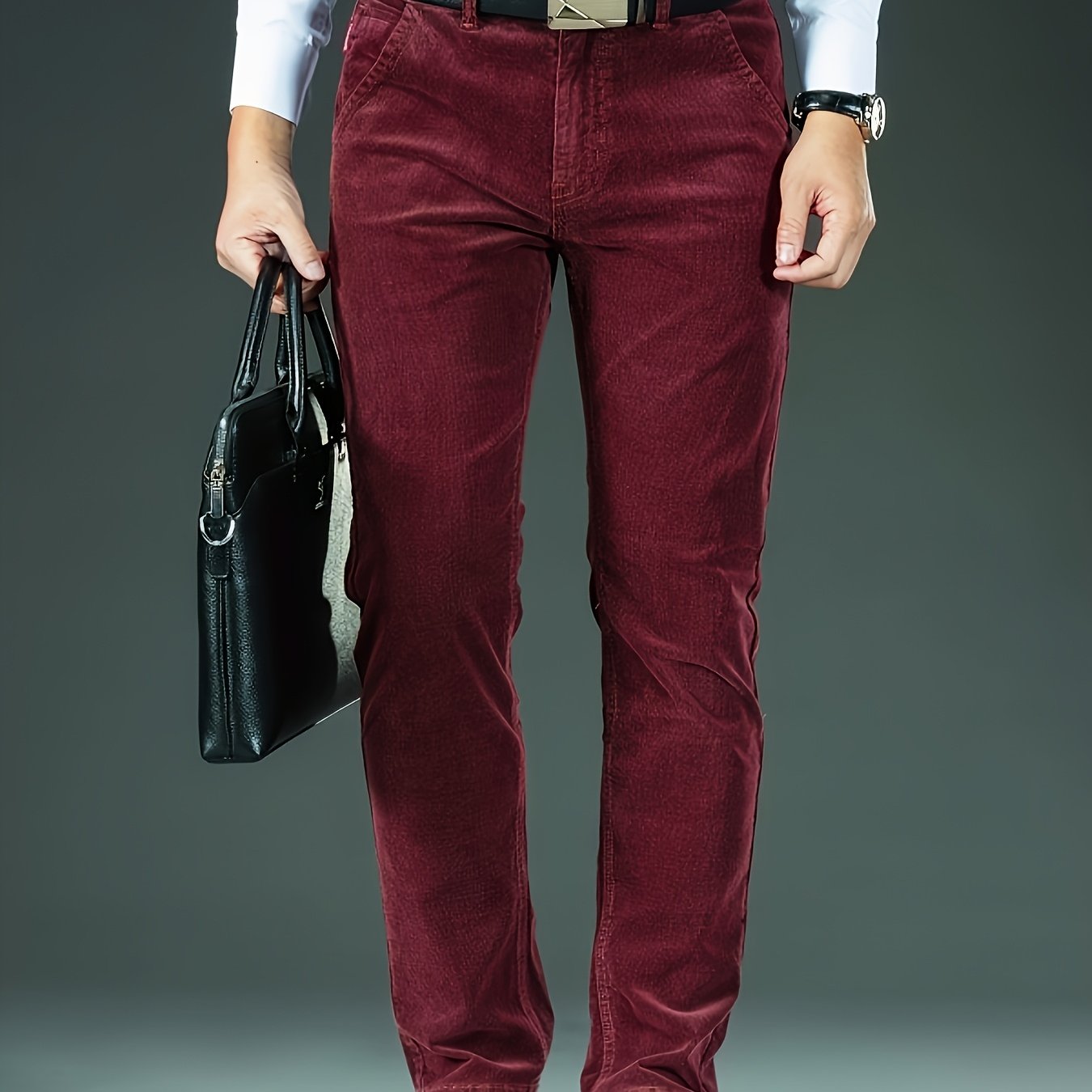 Uomo Pantaloni Slim-Fit a Gamba Dritta - Tuta Ufficio e Casual per Tutte le Stagioni, Lavabili in Lavatrice - Marrone Elegante, Design Versatile, Finitura di Alta Qualità, Abbigliamento Business