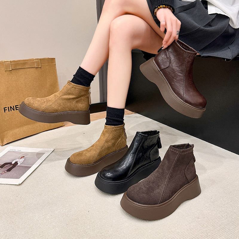 Stivali eleganti con zip posteriore, suola antiscivolo e fodera in peluche. Disponibili nei colori nero, marrone & 4 altre tonalità. Ideali per lavoro, party ed uso casuale. | Scarpe da donna alla moda
