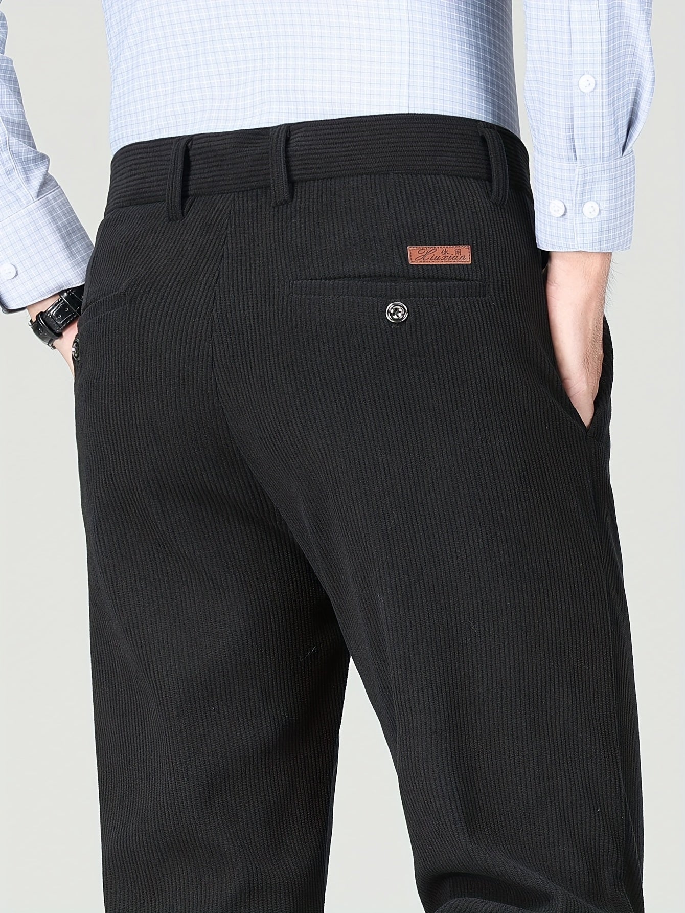 Pantaloni Eleganti da Uomo in Velluto a Coste - 5 Colori Disponibili, Pantaloni a Gamba Dritta Business Casual & Semi-Formali, Tessuto Antivizzo per Ufficio, Matrimonio, Riunioni - Primavera/Autunno (Lavaggio a Mano/Lavaggio a Secco) - Vestibilità Matura,