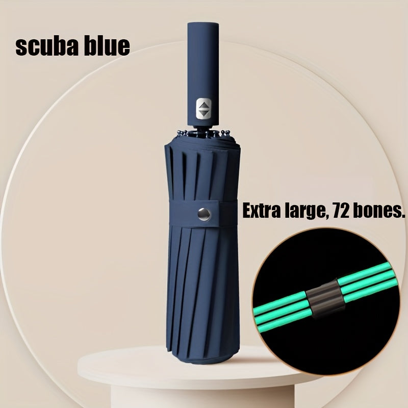 1Cp72 Ombrello Automatico con 72 Ribs Rinforzati, Adatto per Uomini e Donne, Pieghevole, Portatile e Durevole con .