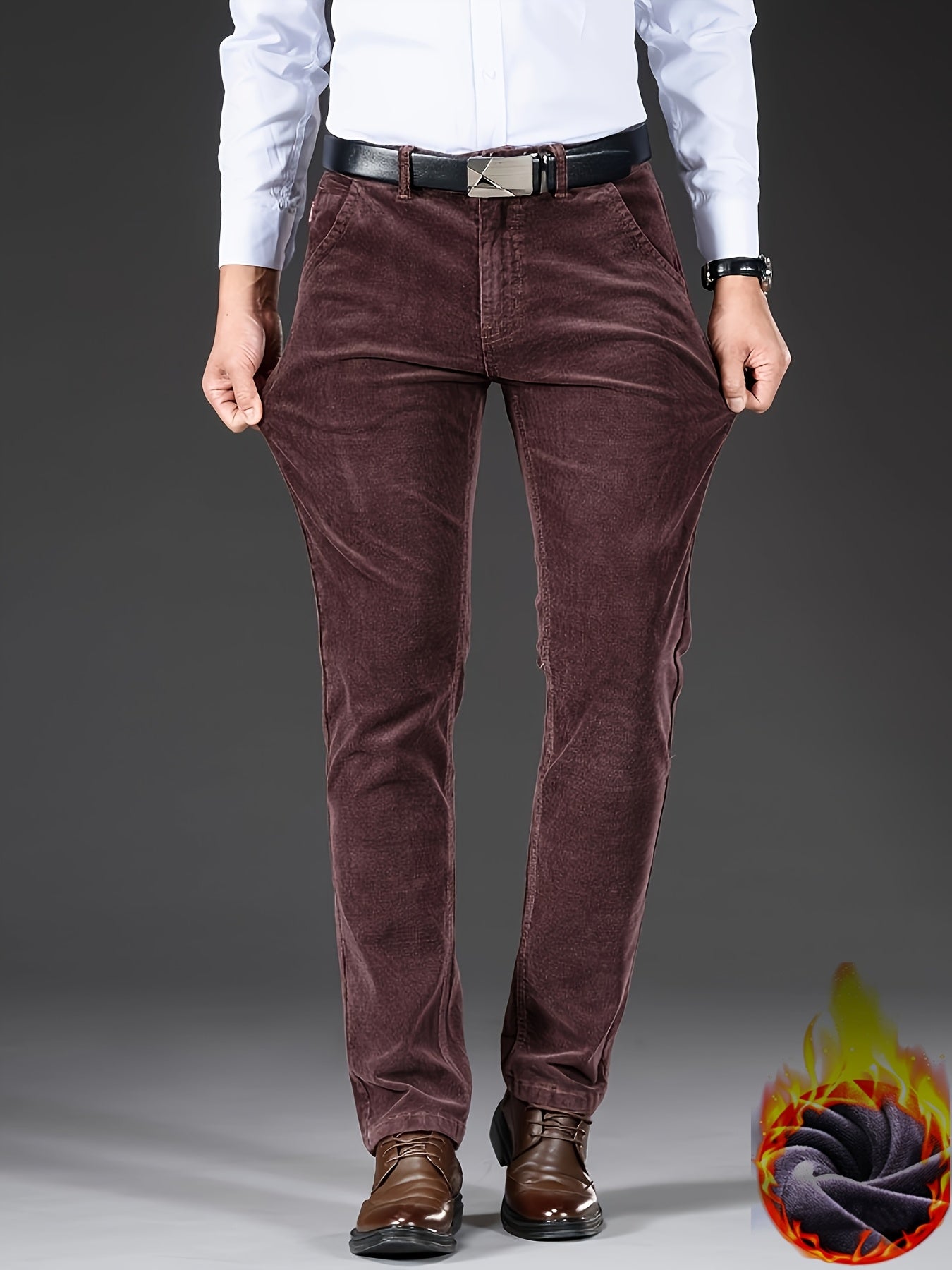 Uomo Pantaloni Slim-Fit a Gamba Dritta - Tuta Ufficio e Casual per Tutte le Stagioni, Lavabili in Lavatrice - Marrone Elegante, Design Versatile, Finitura di Alta Qualità, Abbigliamento Business