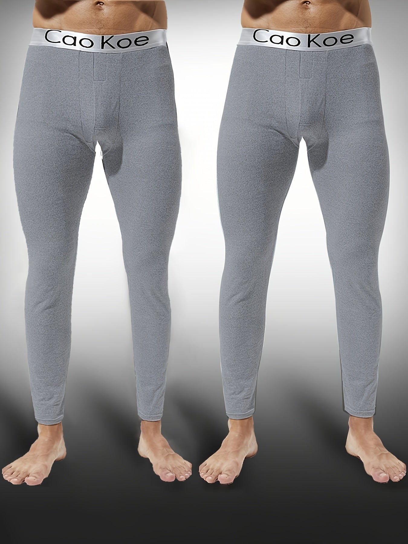 2pezzo Leggings Termici Slim-Fit da Uomo - Pantaloni Caldi Foderati in Pile per Autunno e Inverno, Tessuto Elasticizzato Comodo, Nero Solido, Perfetti per Abbigliamento Casual, Abbigliamento Invernale | Leggings Slim Fit | Vestibilità Comoda