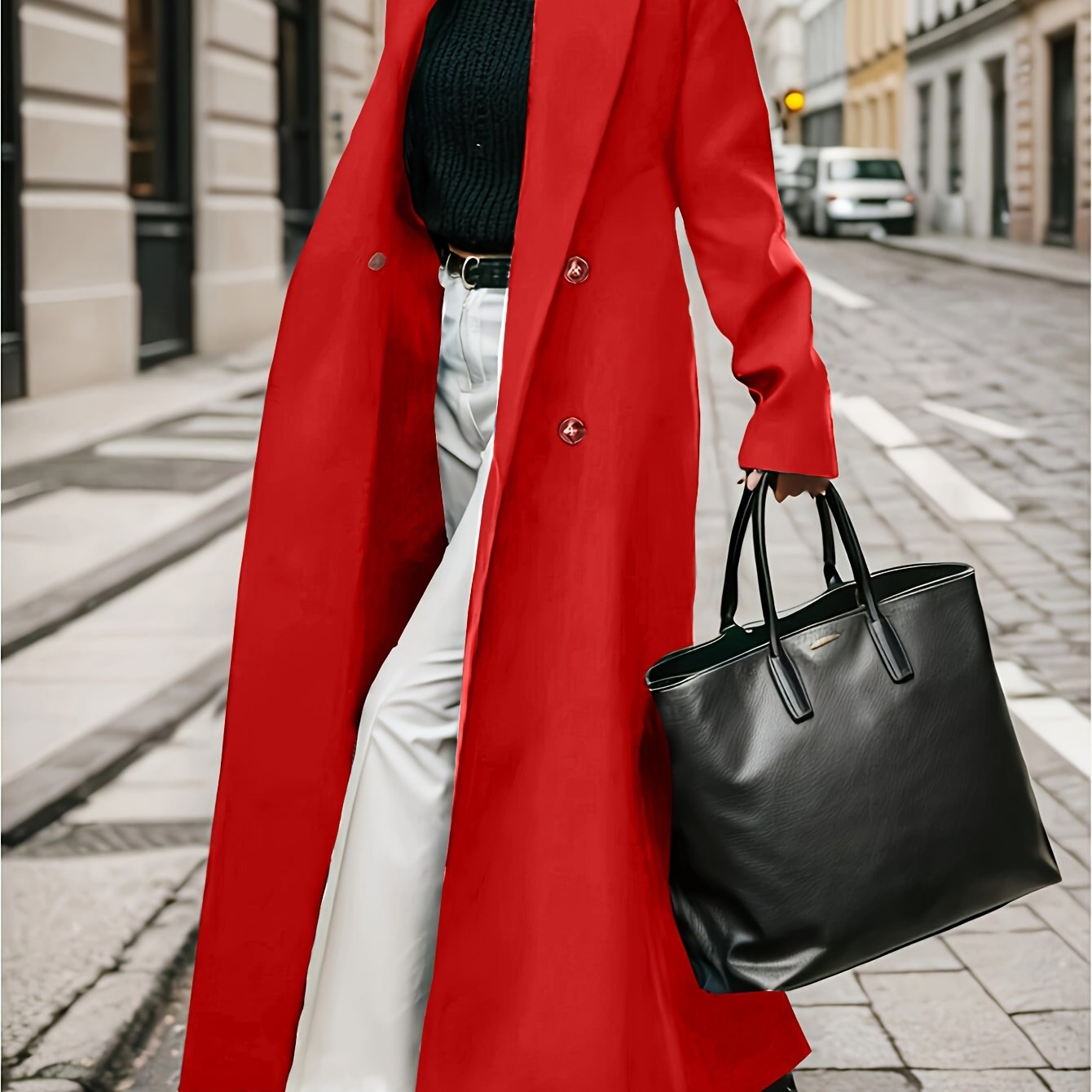 Women's Elegant Green Coat - Long Formal & Professional Outerwear, Machine Washable Winter Trench with Structured H-Silhouette for Office, Parties, Everyday - Sophisticated Outerwear, Office Ready Apparel, Smooth Texture, Durable Fabric, Office Wear, High