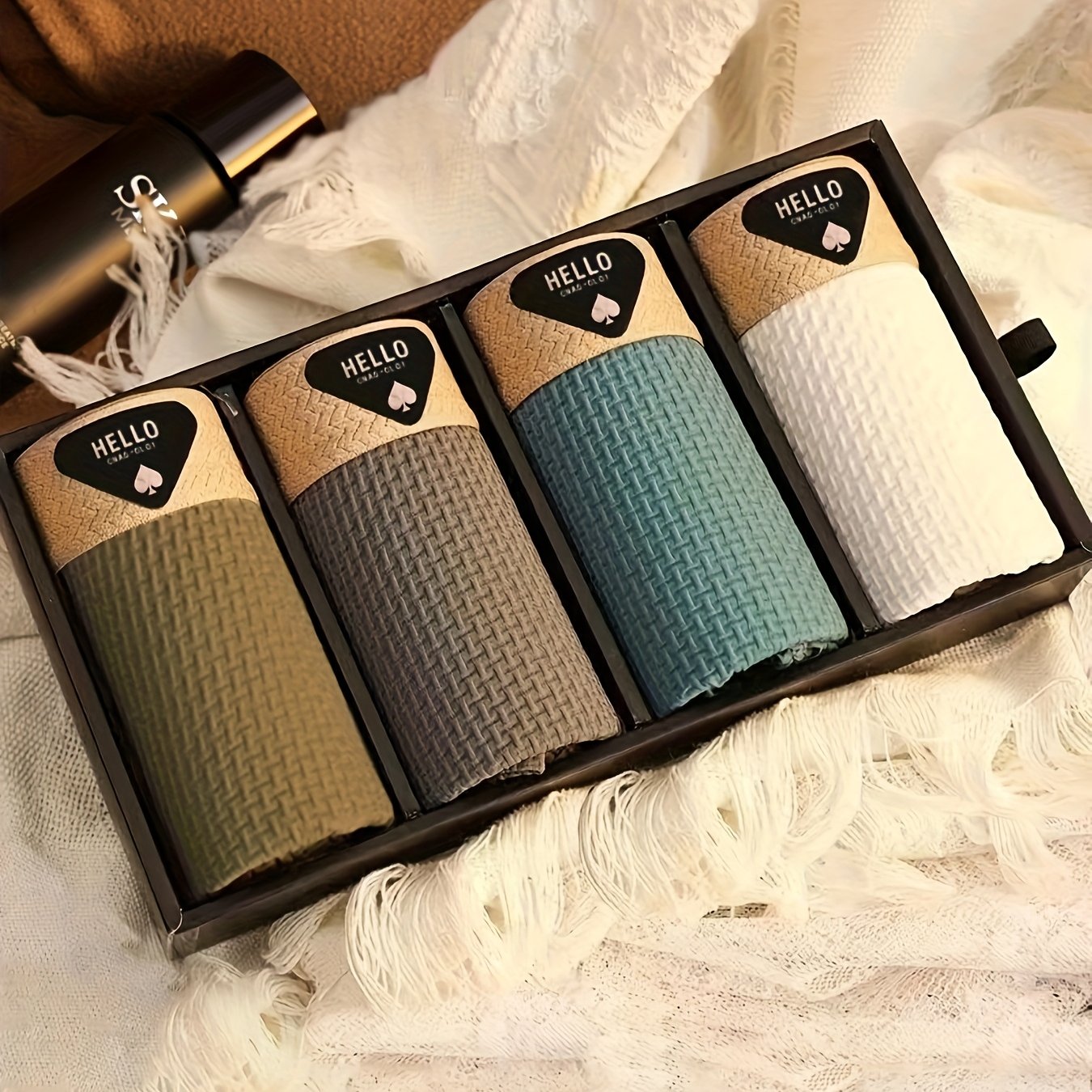 4-Pack di biancheria intima da uomo in fibra Ice Sliky, boxer ultra sottili multi-colori per la primavera, l'estate, l'autunno e l'inverno - Pantaloncini casual traspiranti e elasticizzati in vari stili per l'uso quotidiano