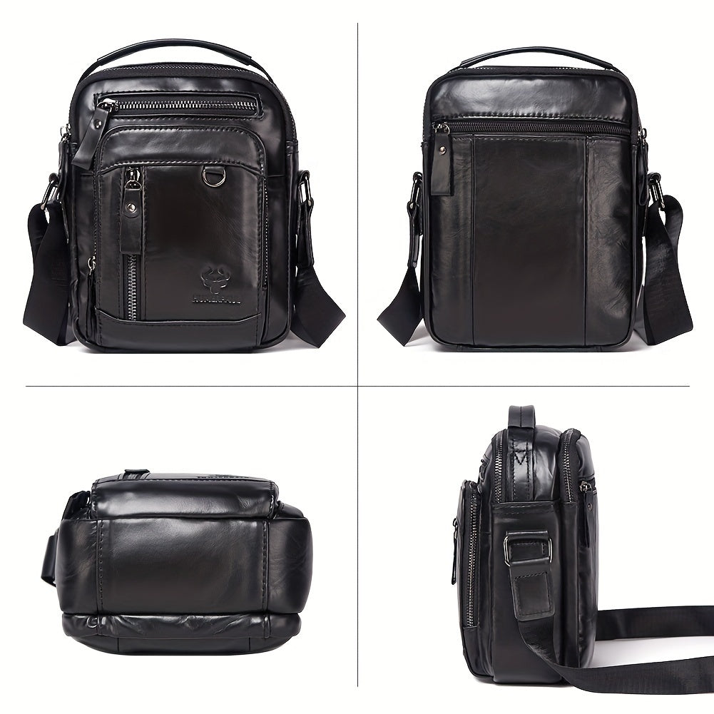 Zaino a Tracolla Uomo HUMERPAUL in Vera Pelle - Convertibile Zaino/Clutch, Chiusura con Cerniera Frontale, Spalline Regolabili (100cm), Tasche Laterali - Marrone Caffè per Lavoro, Viaggi e Uso Quotidiano - Borsa Design Resistente e Facile da Pulire