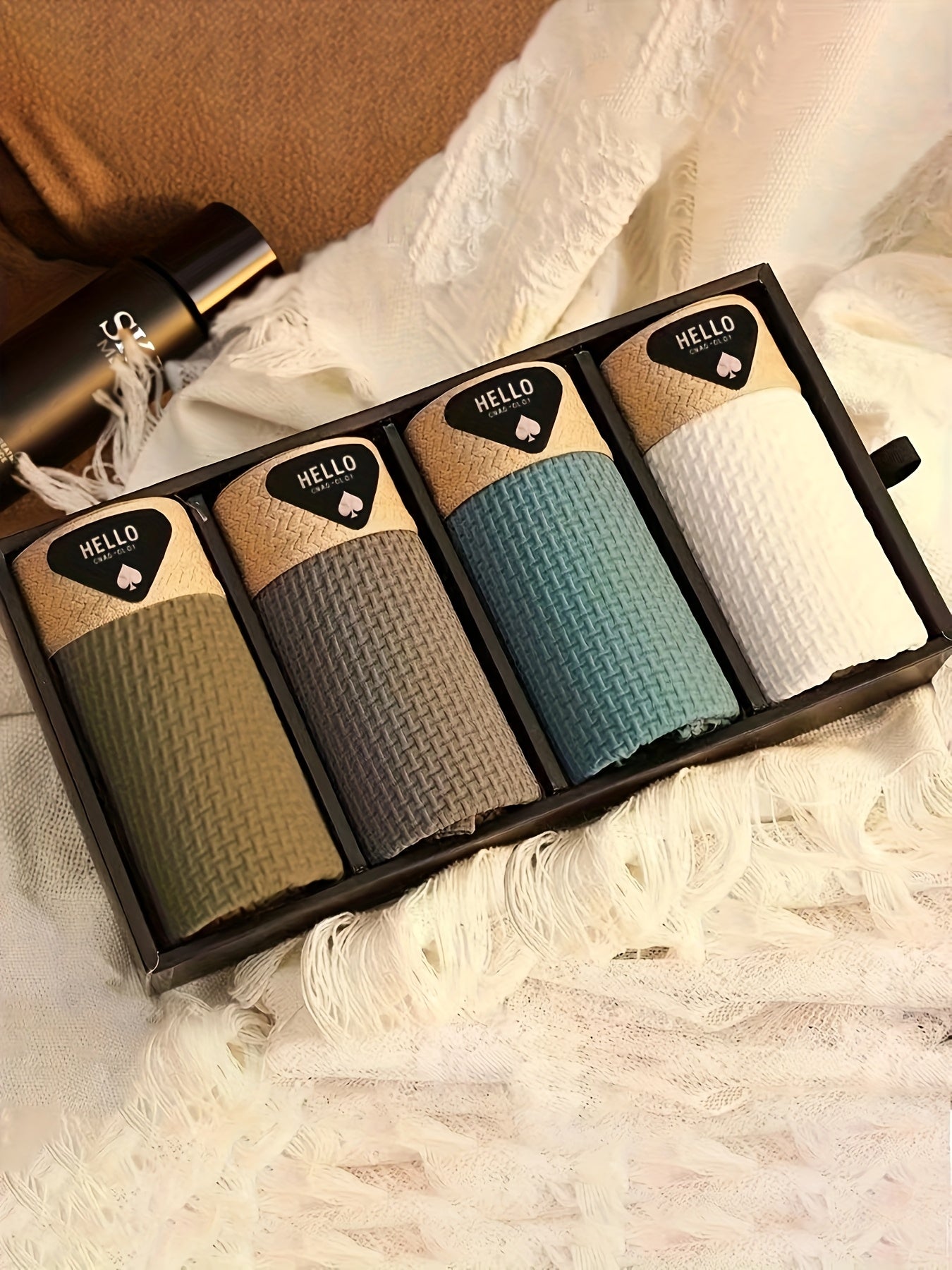 4-Pack di biancheria intima da uomo in fibra Ice Sliky, boxer ultra sottili multi-colori per la primavera, l'estate, l'autunno e l'inverno - Pantaloncini casual traspiranti e elasticizzati in vari stili per l'uso quotidiano
