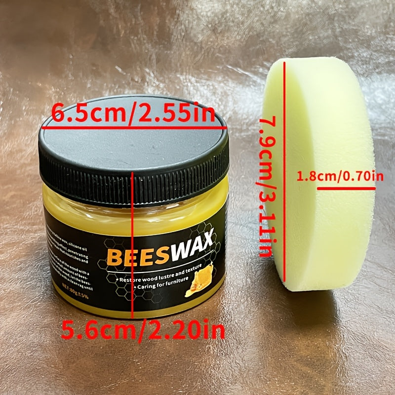 Set di cura per lucidatura scarpe con 1 spugna per lucidare, olio di cera d'api per finte pelle, colore universale per scarpe, borse, giacche, divani e altri prodotti in finta pelle Lucidatura rapida e nutrimento profondo
