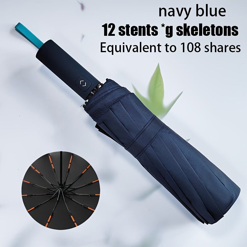 1Cp72 Ombrello Automatico con 72 Ribs Rinforzati, Adatto per Uomini e Donne, Pieghevole, Portatile e Durevole con .