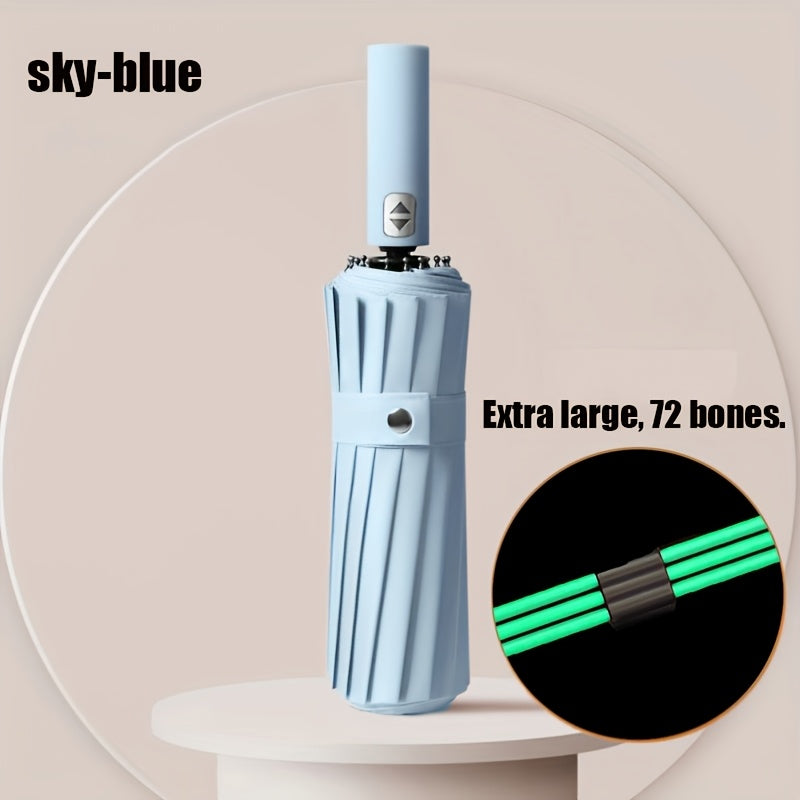 1Cp72 Ombrello Automatico con 72 Ribs Rinforzati, Adatto per Uomini e Donne, Pieghevole, Portatile e Durevole con .