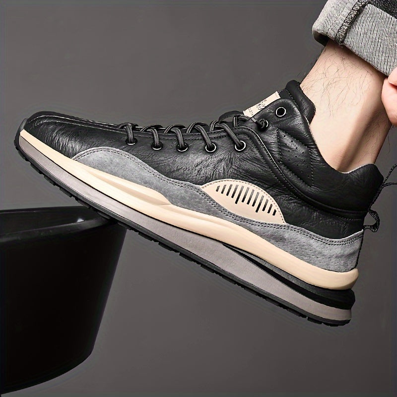 Scarpe Sneaker Casual Alte da Uomo - Design Elegante Nero & Grigio, Traspiranti, Suola in Gomma Morbida, Sneaker con Lacci per Abbigliamento Casual, Sneaker Versatili | Design Elegante delle Scarpe | Sneaker Sintetiche