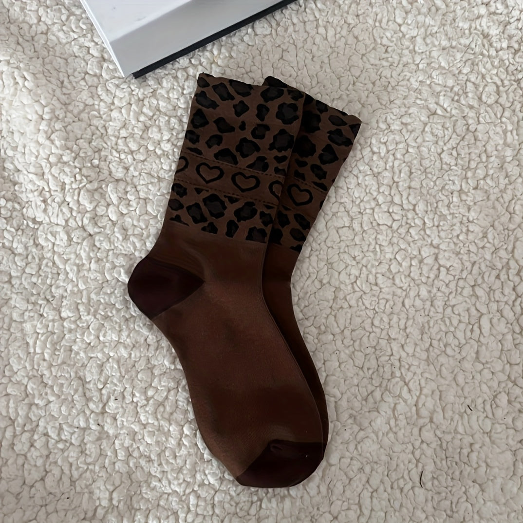 3 Paia di Calzini alla Caviglia per Donna con Stampa Leopardo, Tessuto Elasticizzato in Poliestere, Lavabile in Lavatrice, Casual ed Elegante, Design Giocoso con Animali per Autunno e Inverno, Utilizzo Interno/Esterno, Calzini con Stampa Leopardo