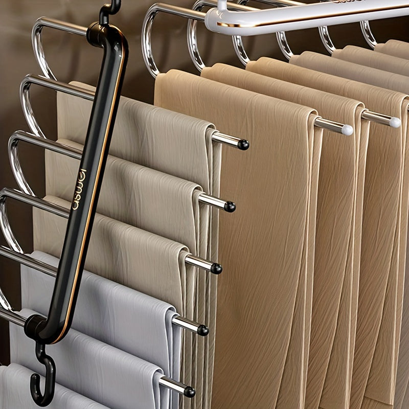 1pz Appendiabiti Per Pantaloni A Più Strati, Supporto In Acciaio Inossidabile, Risparmio Di Spazio Per L'organizzazione E Lo Stoccaggio Nell'armadio, Nel Guardaroba E Nella Camera Da Letto, Adatto Per Pantaloni, Jeans, Sciarpe