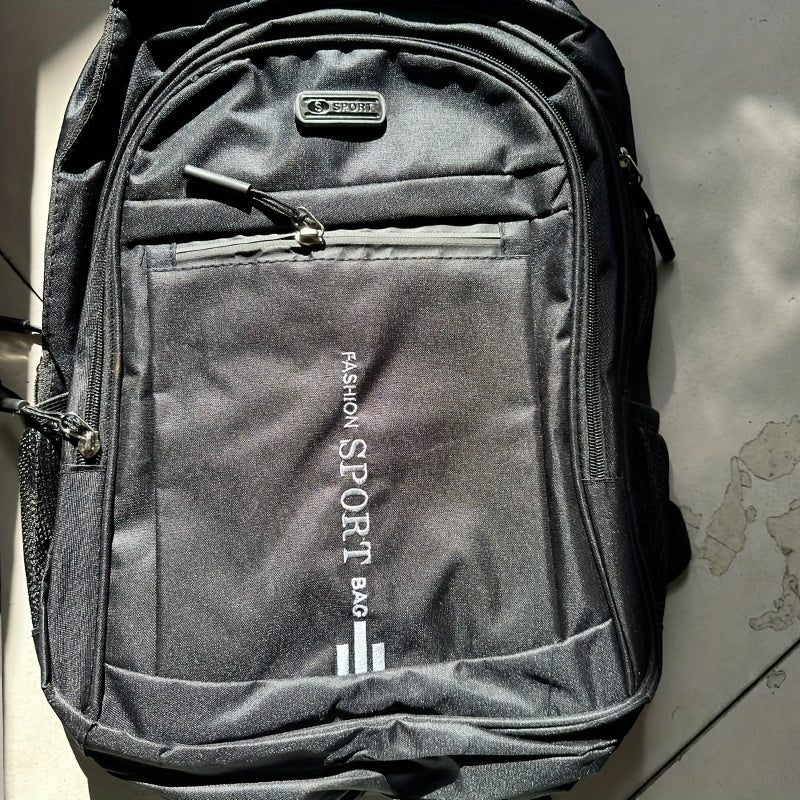 Zaino da Viaggio di Grande Capacità per Uomini - Nylon Resistente, Spallacci Regolabili, Borsa Multiscomparti per Affari e Scuola, Nero, Zaino da Viaggio