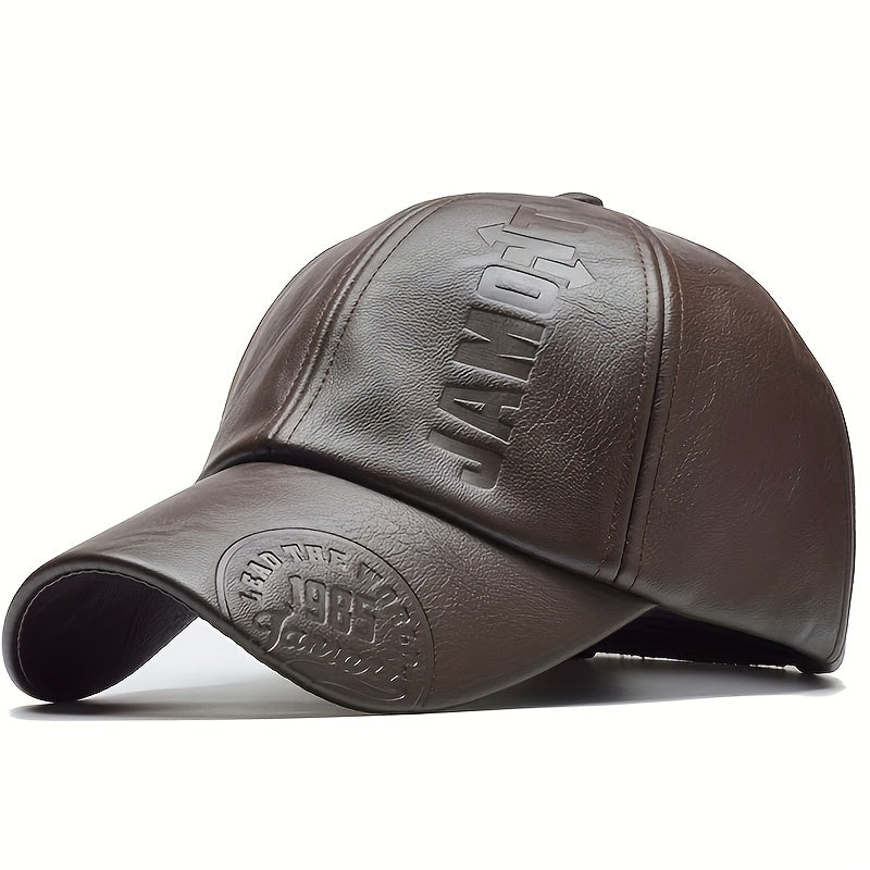 1 pz. Berretto da baseball in pelle PU da uomo regolabile traspirante cappello casual cappello da sole regalo di Natale