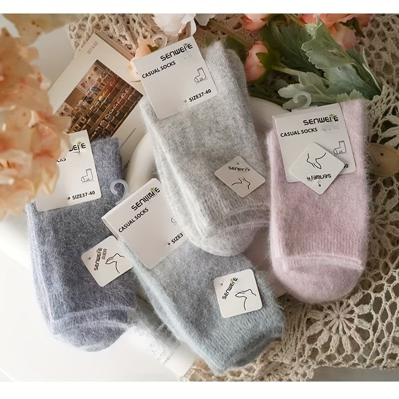 3 Paia di Calzini Autunnali e Invernali da Donna, Calze a Mezza Gamba da Donna, Spesse e Calde in Autunno e Inverno, Calze Tinta Unita e Design Versatile per il Pendolarismo! Calzini Antifreddo e Morbidi per Autunno e Inverno!, Calze Lunghe da Donna