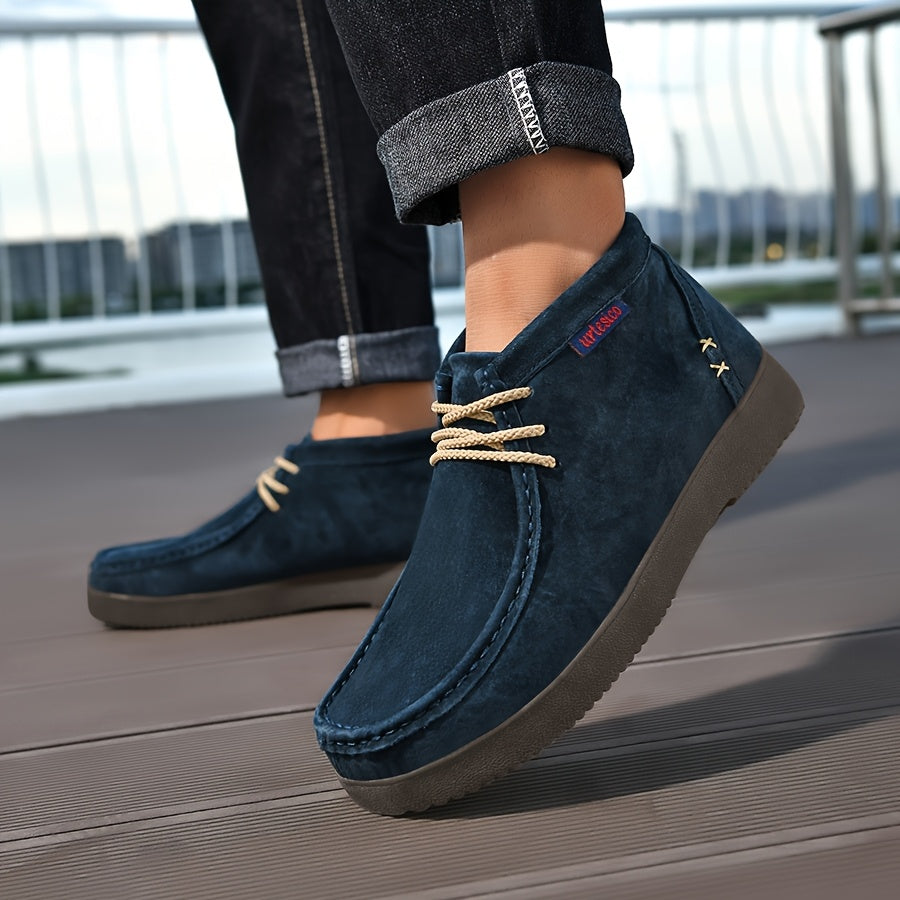 Stivali casual da uomo in pelle autentica con cuciture a mano, suola morbida e spessa, resistenti e antiscivolo, design classico retrò, ideali per lavoro e uso quotidiano