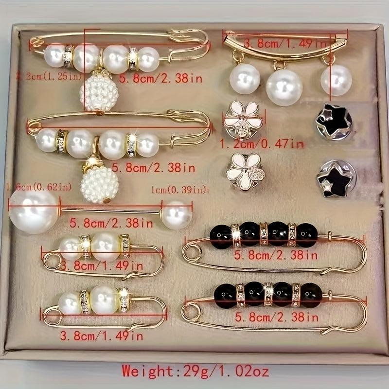 12pcs Elegant Brooch Pins Set- Plastic& Acrylic, Irregular Shape, Elegant Style- Versatile Fashion Accessories for Dress, Waistband, Hat& Shawl