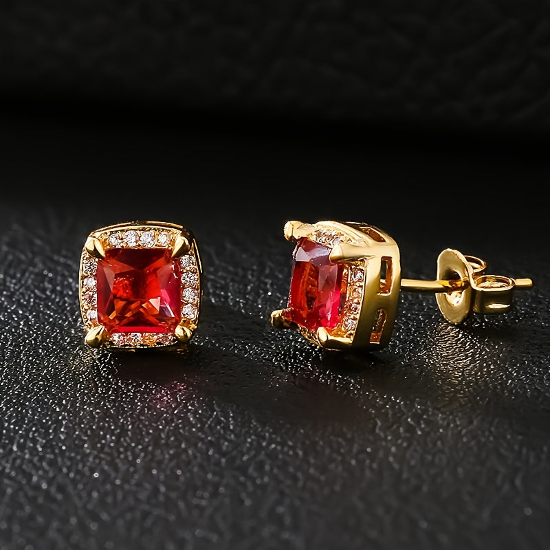 1 Paio di Orecchini a Spilla Quadra Eleganti ICEDCHICS, Zirconia Sintetica, Staffa in Acciaio Inossidabile, Base in Rame, Non Magnetici, Gioielli alla Moda per Uomini e Donne