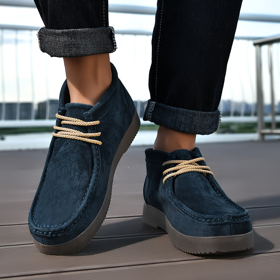 Stivali casual da uomo in pelle autentica con cuciture a mano, suola morbida e spessa, resistenti e antiscivolo, design classico retrò, ideali per lavoro e uso quotidiano