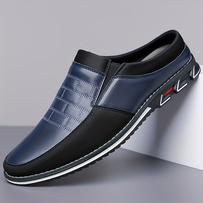 Stile vintage retrò, pantofole comode e antiscivolo da uomo di grandi dimensioni, tomaia in PU, suola in gomma, fodera in PU, adatte per uomo, chiusura slip-on, design a tinta unita.