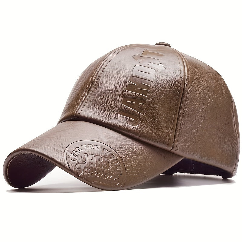 1 pz. Berretto da baseball in pelle PU da uomo regolabile traspirante cappello casual cappello da sole regalo di Natale