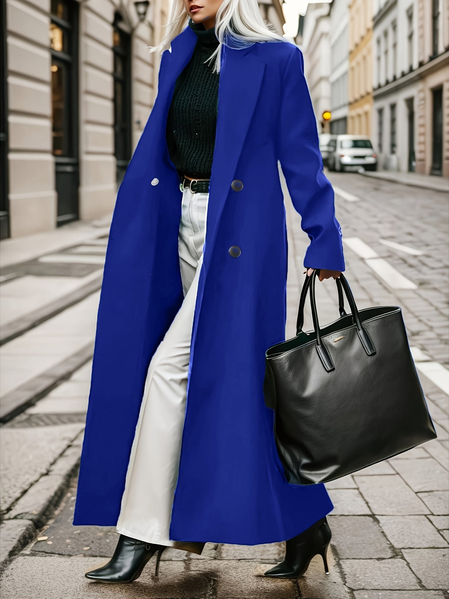 Women's Elegant Green Coat - Long Formal & Professional Outerwear, Machine Washable Winter Trench with Structured H-Silhouette for Office, Parties, Everyday - Sophisticated Outerwear, Office Ready Apparel, Smooth Texture, Durable Fabric, Office Wear, High