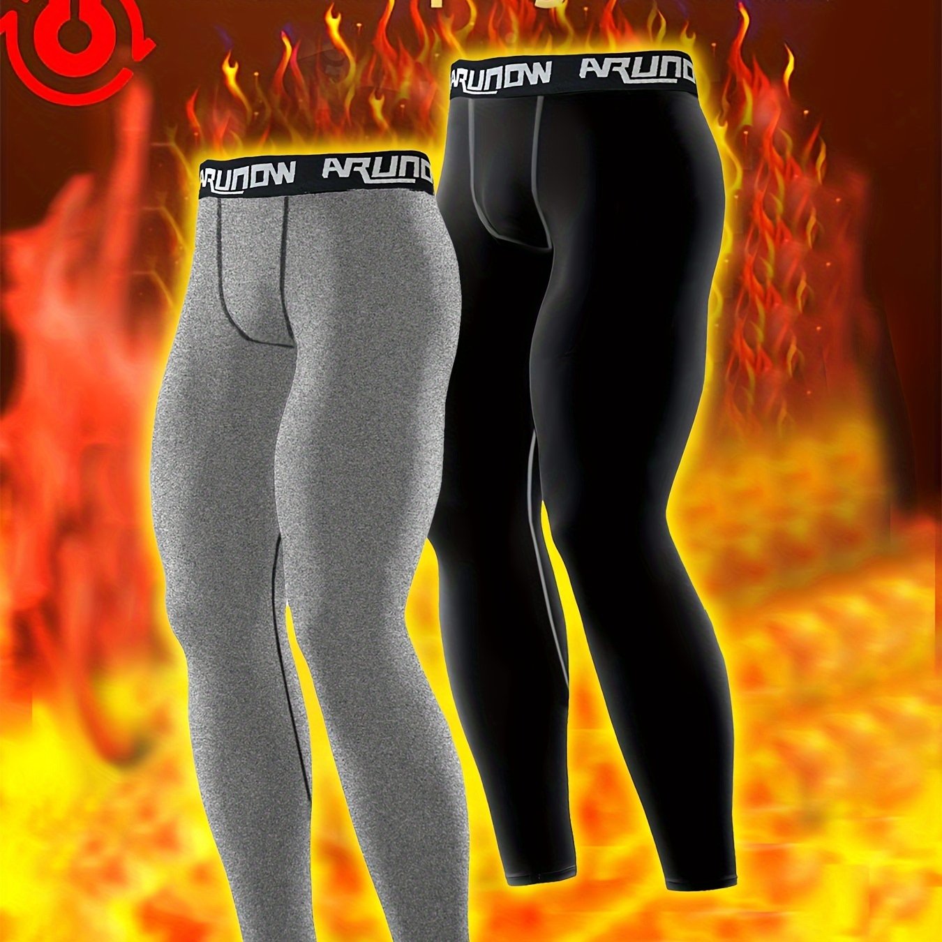 2 pezzi di leggings in pile per uomo, vita alta e elastica, pantaloni stretti, vestibilità slim per uomo, pantaloni lunghi caldi, pantaloni autunnali