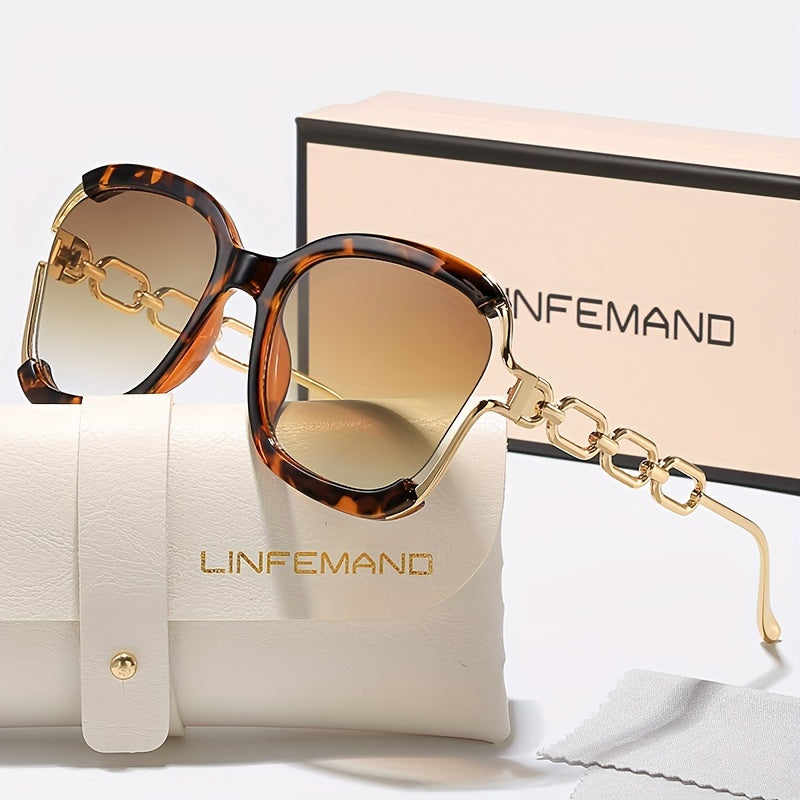 Occhiali da Vista alla Moda con Mezza Montatura in Metallo e Catena per Donne, Occhiali Decorativi di Grande Dimensione per l'Estate Regalo per il Festival