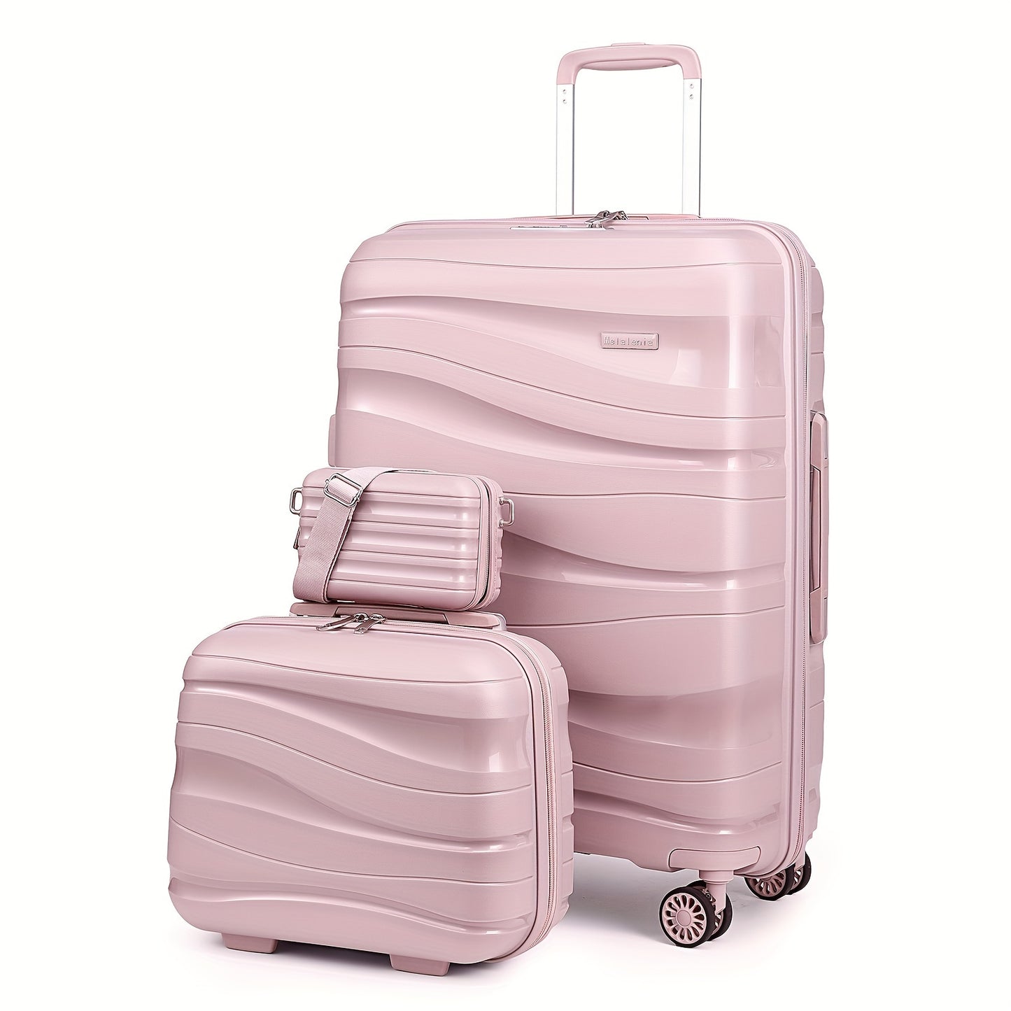 Valigia a mano Melalenia, Valigia leggera a mano, Valigia rigida espandibile in PP con ruote girevoli, Valigia da viaggio da 20" con serratura TSA (set da 3 pezzi)