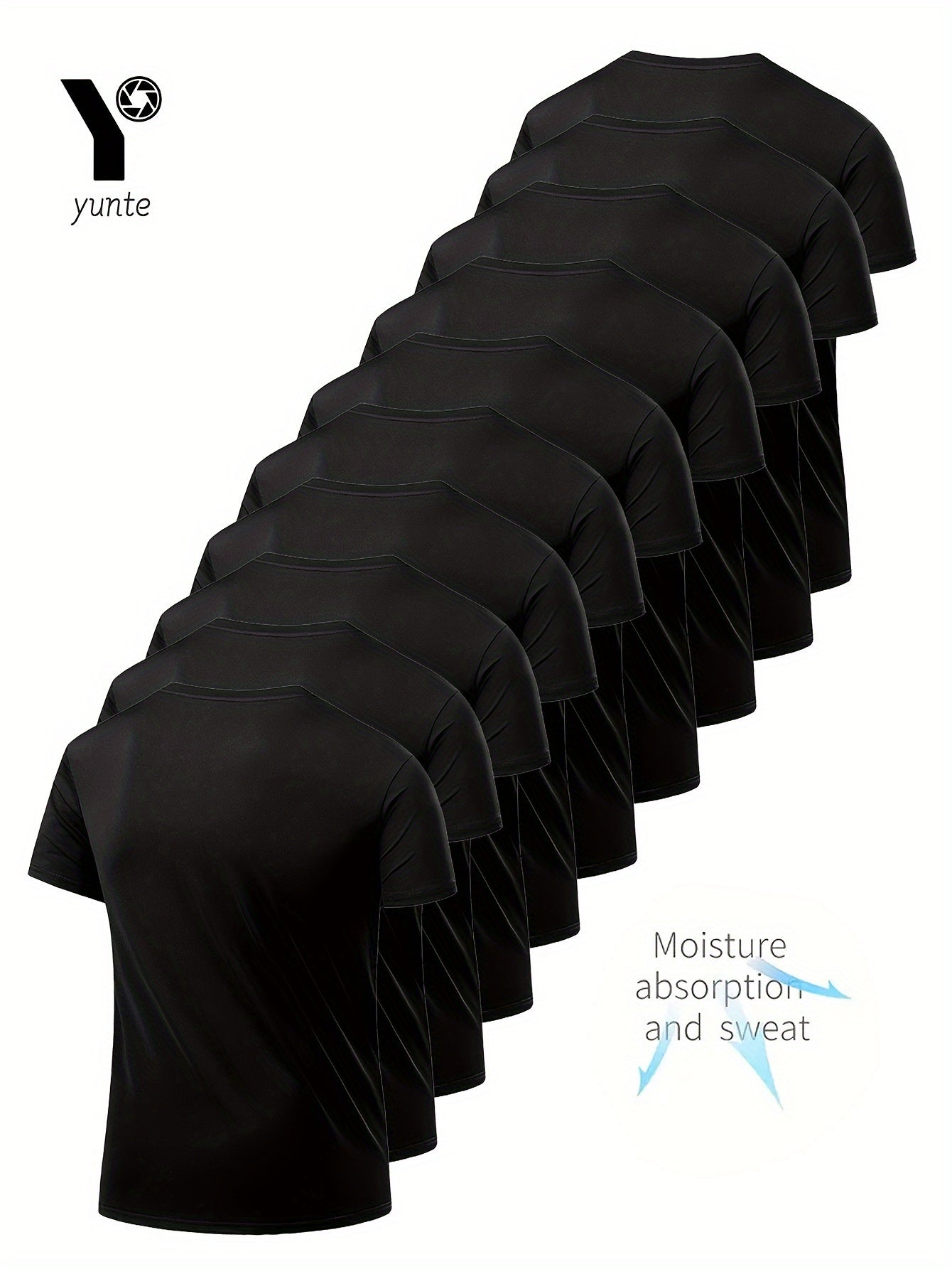 10pz YUNTÉ Magliette Ultra-Leggere ad Asciugatura Rapida da Uomo in Nero & Bianco - Tessuto Traspirante e Assorbente per il Sudore per Palestra, Corsa & Fitness | Top a Maniche Corte e Girocollo Confortevoli per Allenamento Sportivo