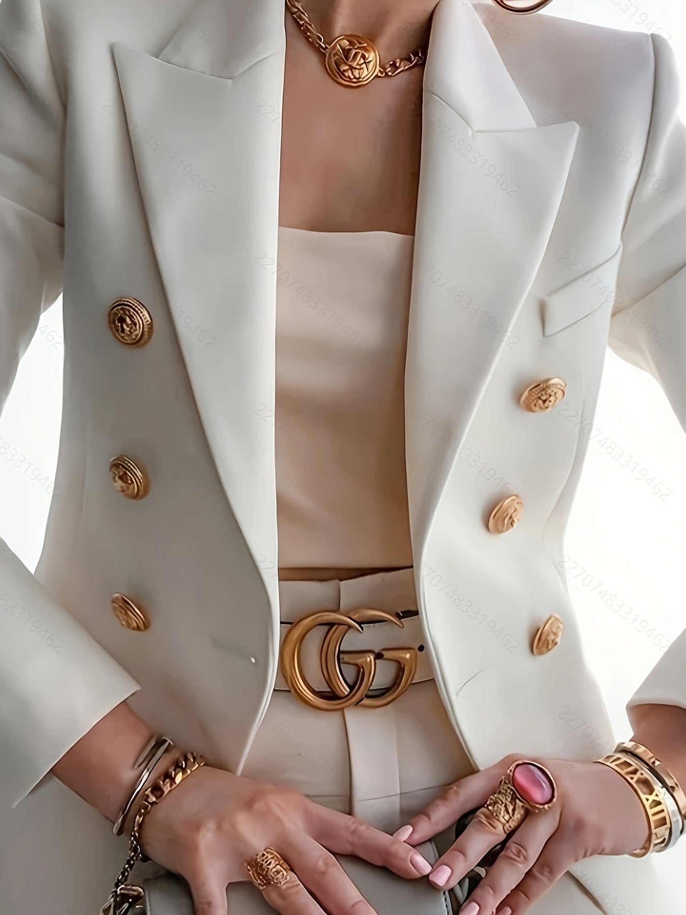 Women'S Blazer - Elegant Double-Breasted Jacket with Structured H-Silhouette, Long Sleeve Office & Party Coat for Women, Chic Professional Outerwear - Formal & Everyday Blazer, Spring Fashion, Classic Lapel Collar, Polished Finish, Stylish Coat, Working W
