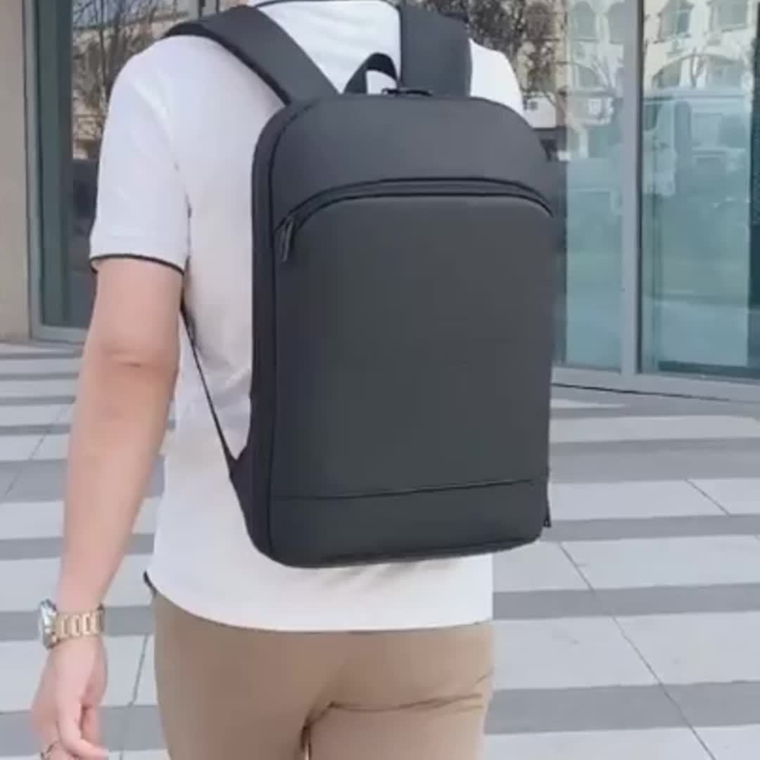Zaino espandibile in stile business, similpelle, cerniera liscia resistente, borsa per laptop multi-pad, zaino casual, adatto per il pendolarismo quotidiano, viaggi di lavoro all'aperto, regalo ideale per le vacanze, opzioni nero, grigio scuro, grigio chi