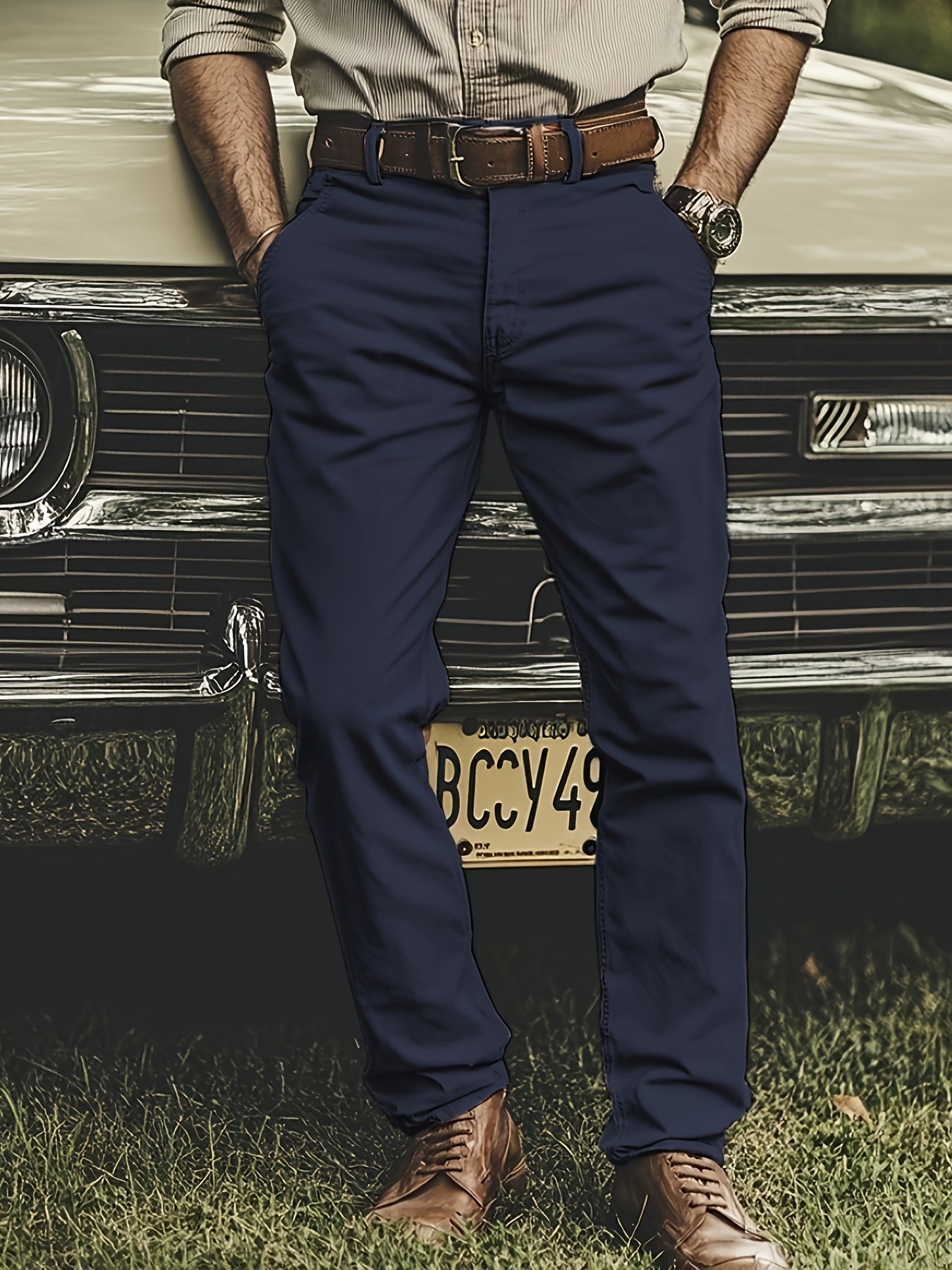 Pantaloni Chino da Uomo in Tinta Unita, Leggermente Elasticizzati, Comodi e Casuali per le Attività Quotidiane all'Aperto