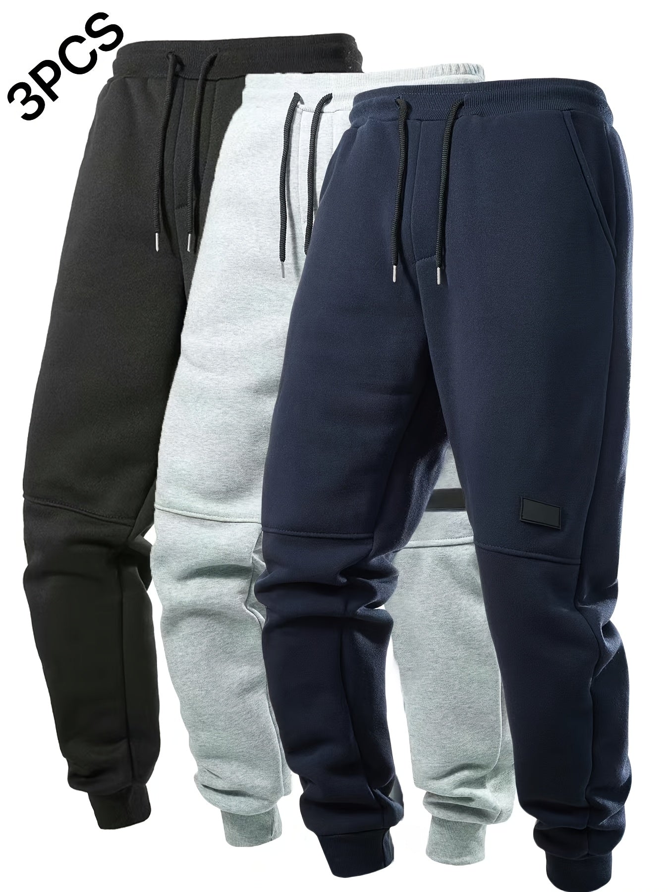 3pezzo Pantaloni da Jogging da Uomo con Elastico in Vita e Coulisse - Pantaloni da Jogging Casuali a Tinta Unita, Vestibilità Regolare, Lunghezza alla Caviglia, Comodi per Autunno/Inverno, Pantaloni da Jogging, Pantaloni da Jogging, Pantaloni da Jogging p