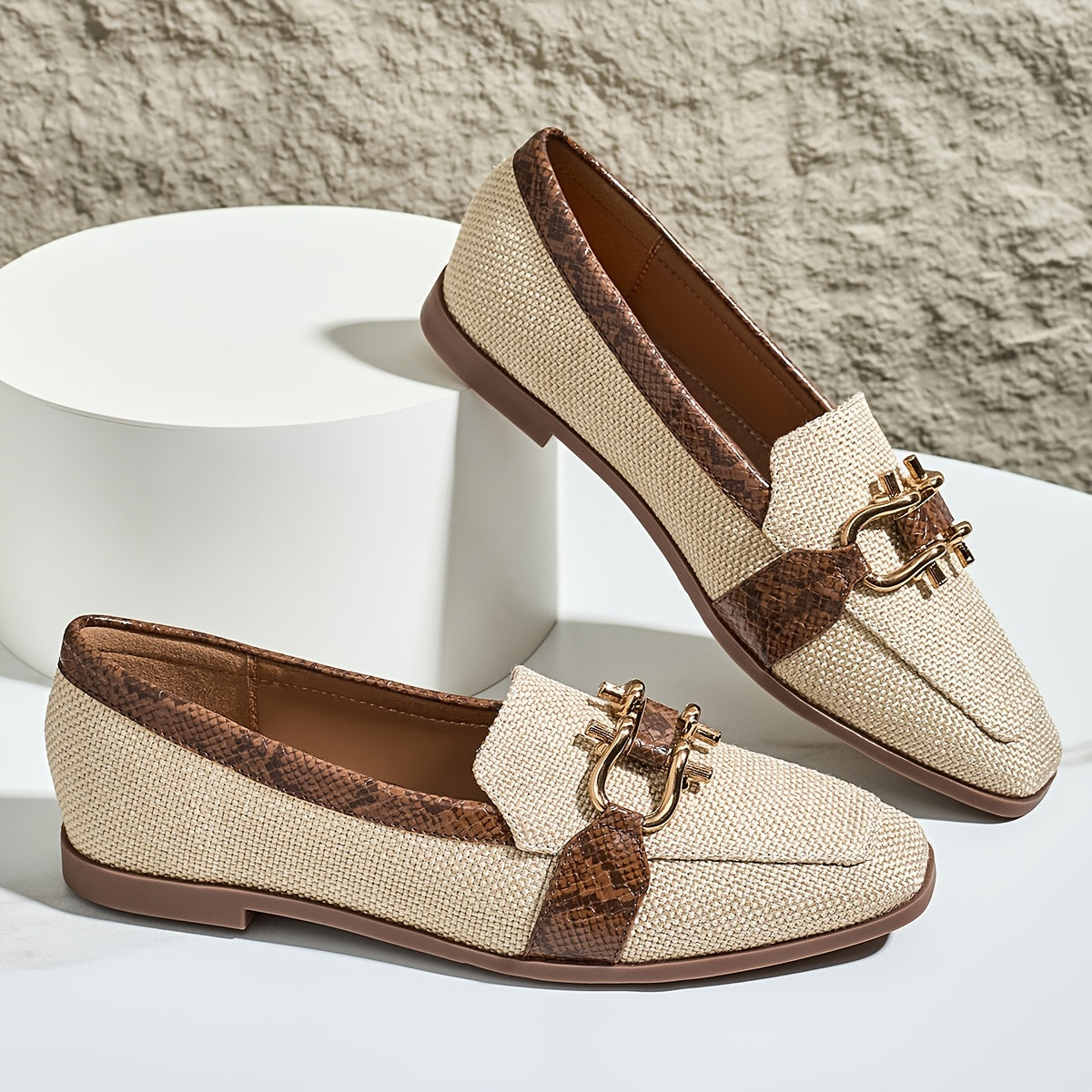1 Paio di Scarpe da Uomo Vintage con Stile Flax, Stampino a Serpente, Punta Quadrata, Scarpe Slip-On Leggere per Tutte le Stagioni con Suola in TPU e Plantare in Poliuretano