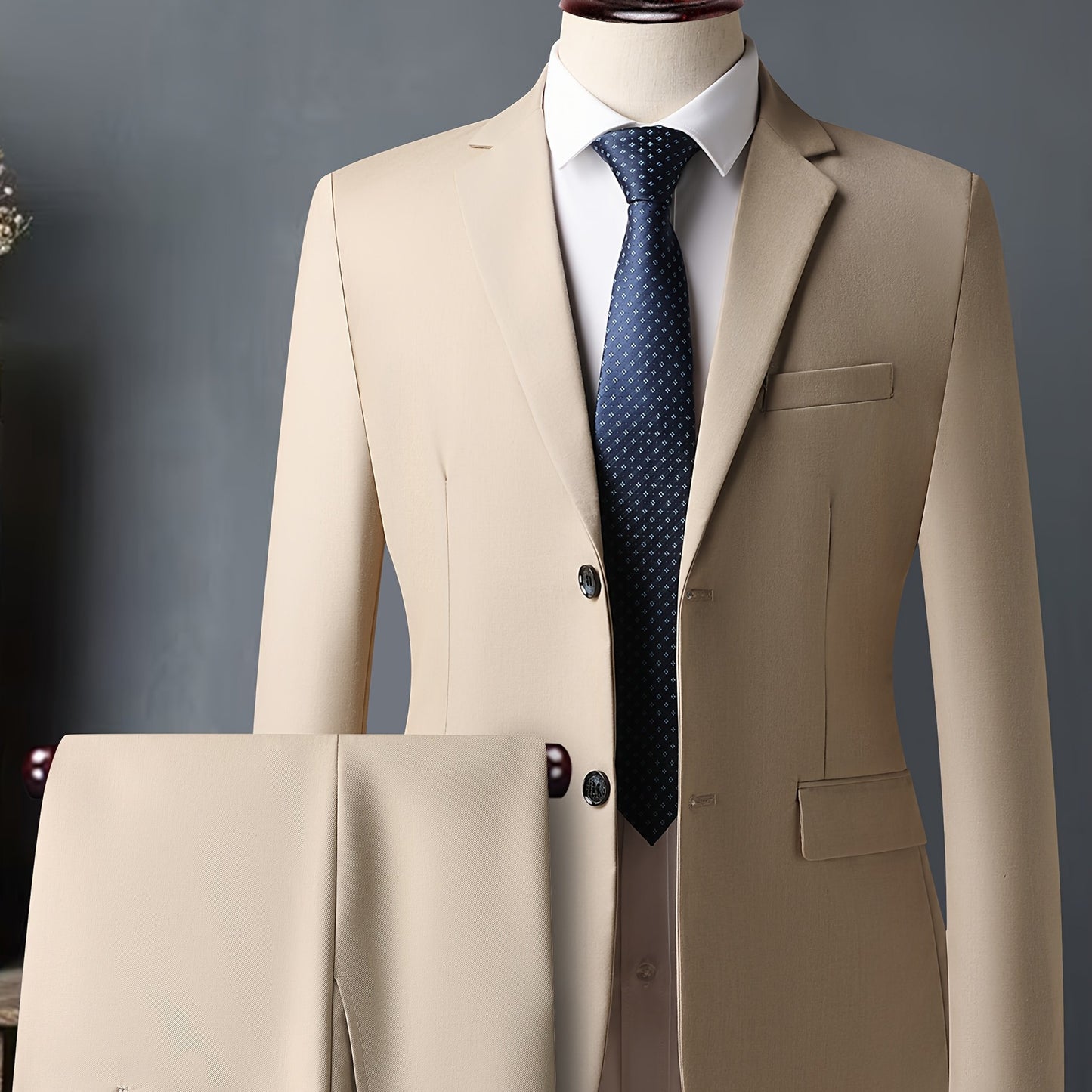 Abito da uomo bianco di alta gamma - Resistente alle rughe, adatto per ufficio e feste, taglio sottile con design doppiopetto, maniche lunghe, tessuto viscosa, perfetto per eventi formali, abbigliamento formale|Abito sottile|Tessuto viscosa