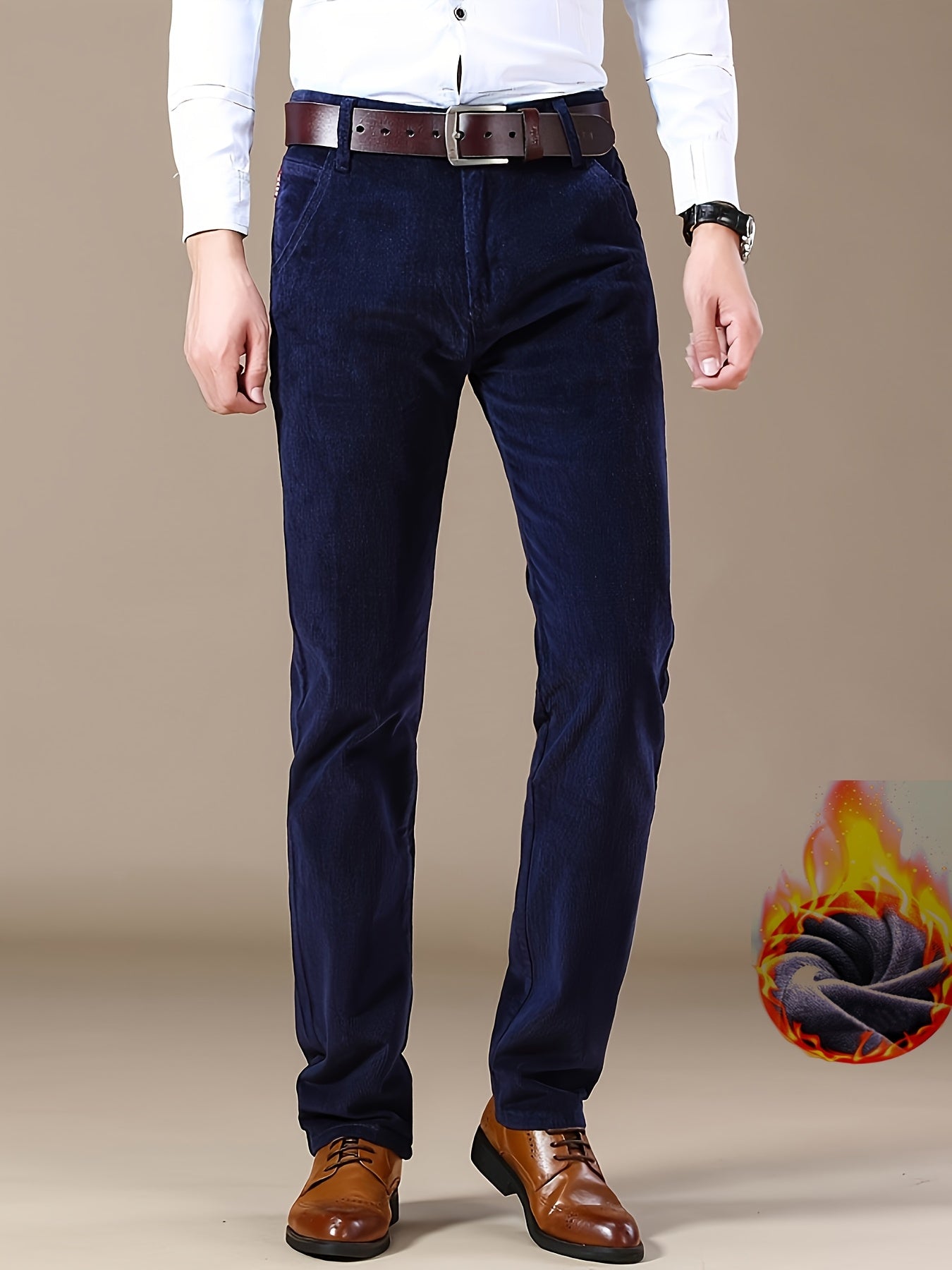 Uomo Pantaloni Slim-Fit a Gamba Dritta - Tuta Ufficio e Casual per Tutte le Stagioni, Lavabili in Lavatrice - Marrone Elegante, Design Versatile, Finitura di Alta Qualità, Abbigliamento Business