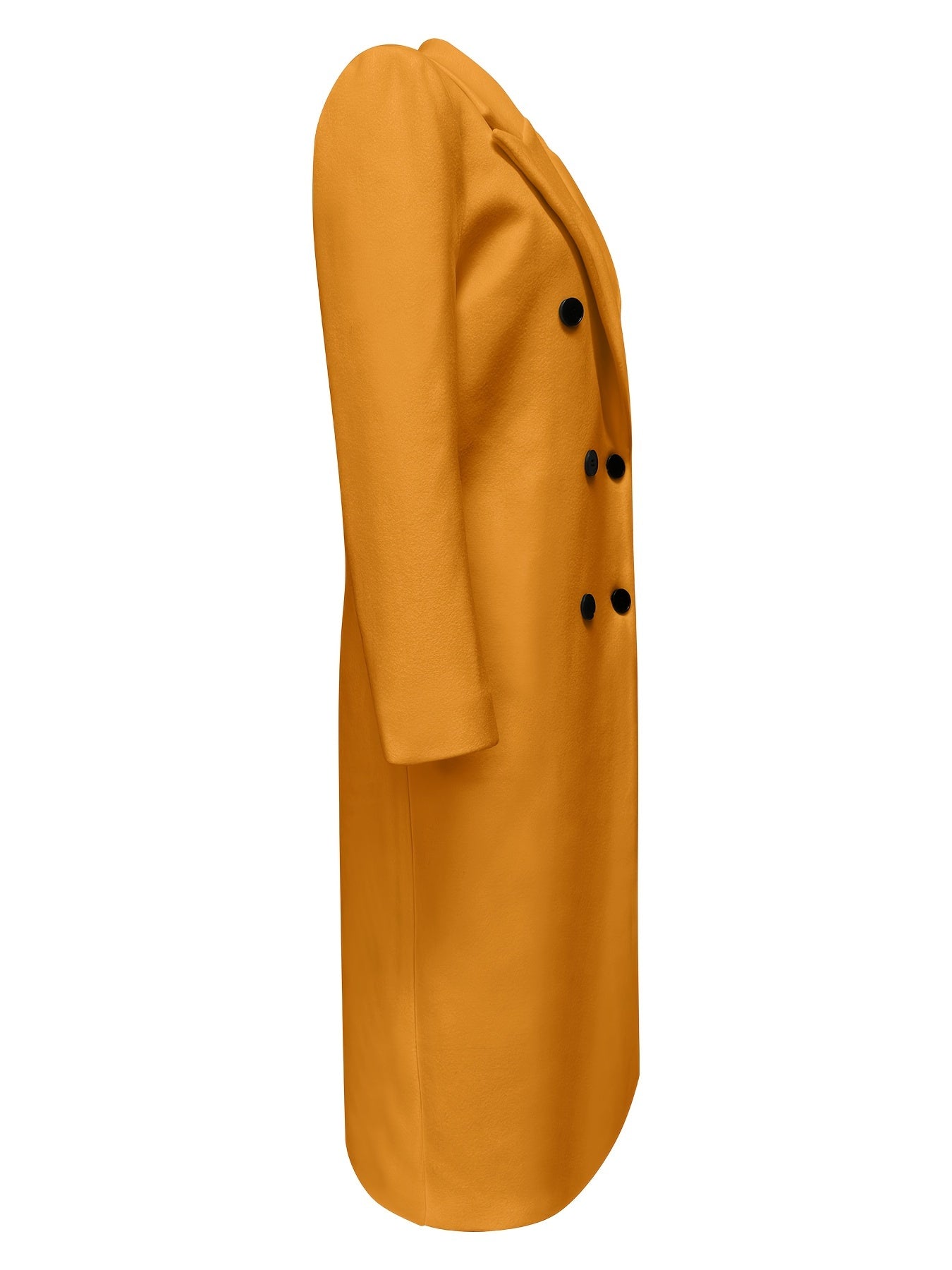 Double Breasted Lapel Overcoat, Elegant Long Sleeve Outwear For Fall & Winter, Women's Clothing