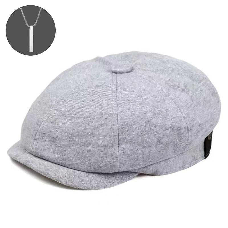 2-Pack: 1 Cappello più 1 Collana, Cappello Newsboy per Uomo, Cappello Tweed Gatsby, Cappello Ivy Cabbie, Cappello da Golf con Cima Piana per Padre, Donna, Unisex