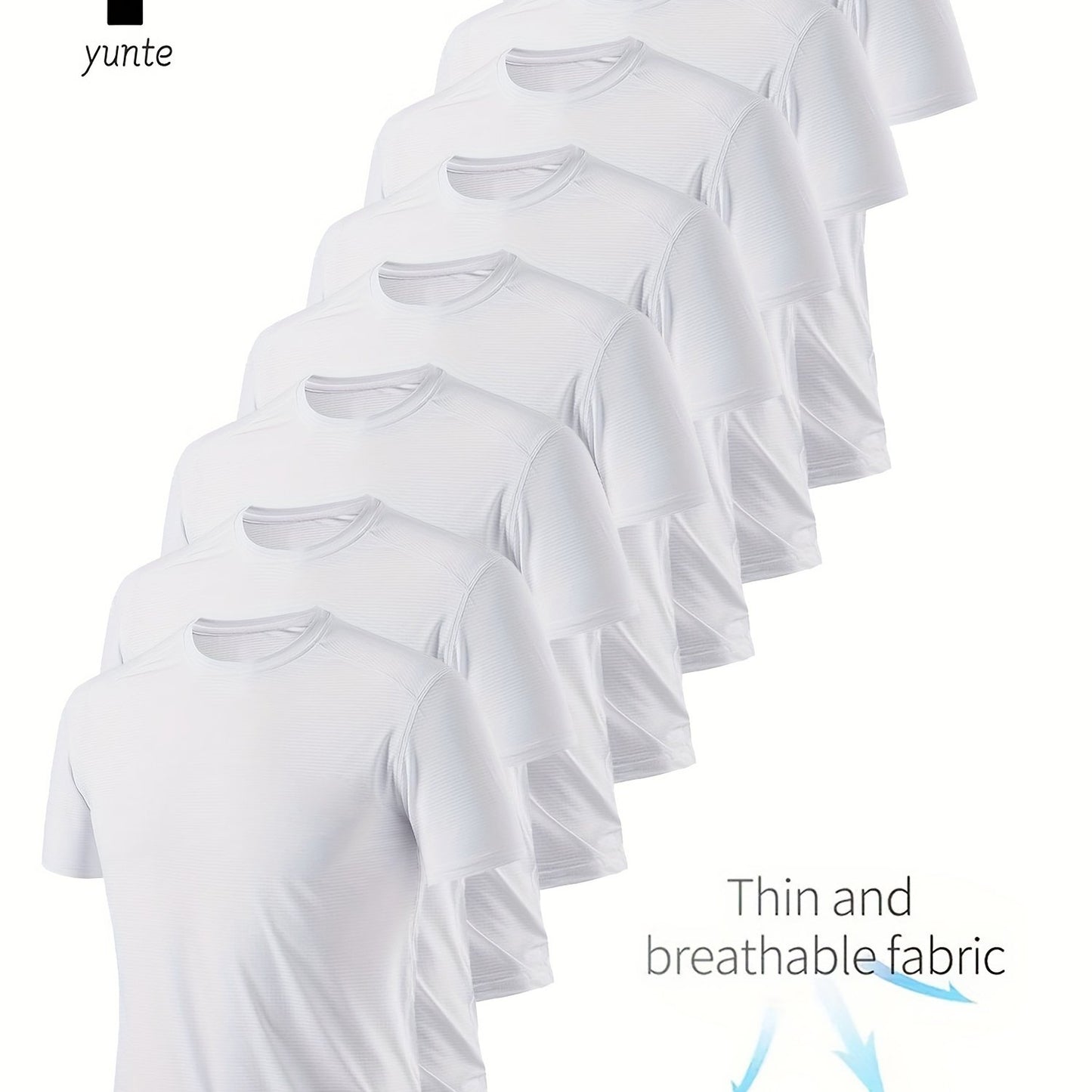 8 Magliette Ultra Leggere Uomo YUNTÉ - Traspiranti, Assorbenti, Poliestere, Collo Tondo, Maniche Corte - Ideali per Palestra, Corsa e Fitness, Leggere e Comode, Abbigliamento Sportivo