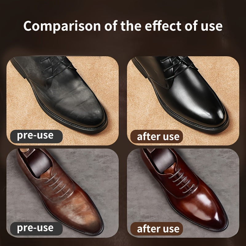 Set di cura per lucidatura scarpe con 1 spugna per lucidare, olio di cera d'api per finte pelle, colore universale per scarpe, borse, giacche, divani e altri prodotti in finta pelle Lucidatura rapida e nutrimento profondo