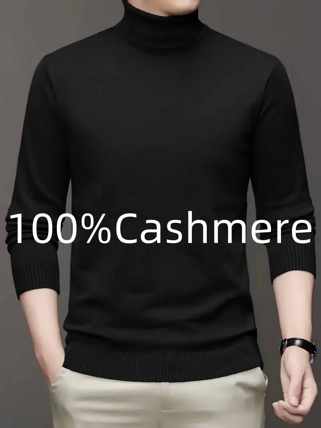 Maglione da Uomo 100% Lana - Morbido e Caldo, Collo Alto Elasticizzato, Lavabile in Lavatrice, Tinta Unita per Look Casual & Business, Maglione a Girocollo Comodo, Tessuto ad Alta Elasticità, Abbigliamento da Ufficio, Design Classico, Costruzione Durevole