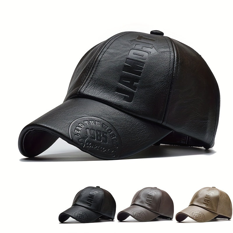 1 pz. Berretto da baseball in pelle PU da uomo regolabile traspirante cappello casual cappello da sole regalo di Natale