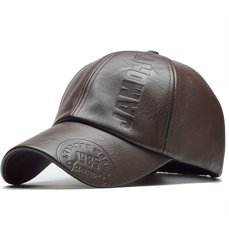 1 pz. Berretto da baseball in pelle PU da uomo regolabile traspirante cappello casual cappello da sole regalo di Natale